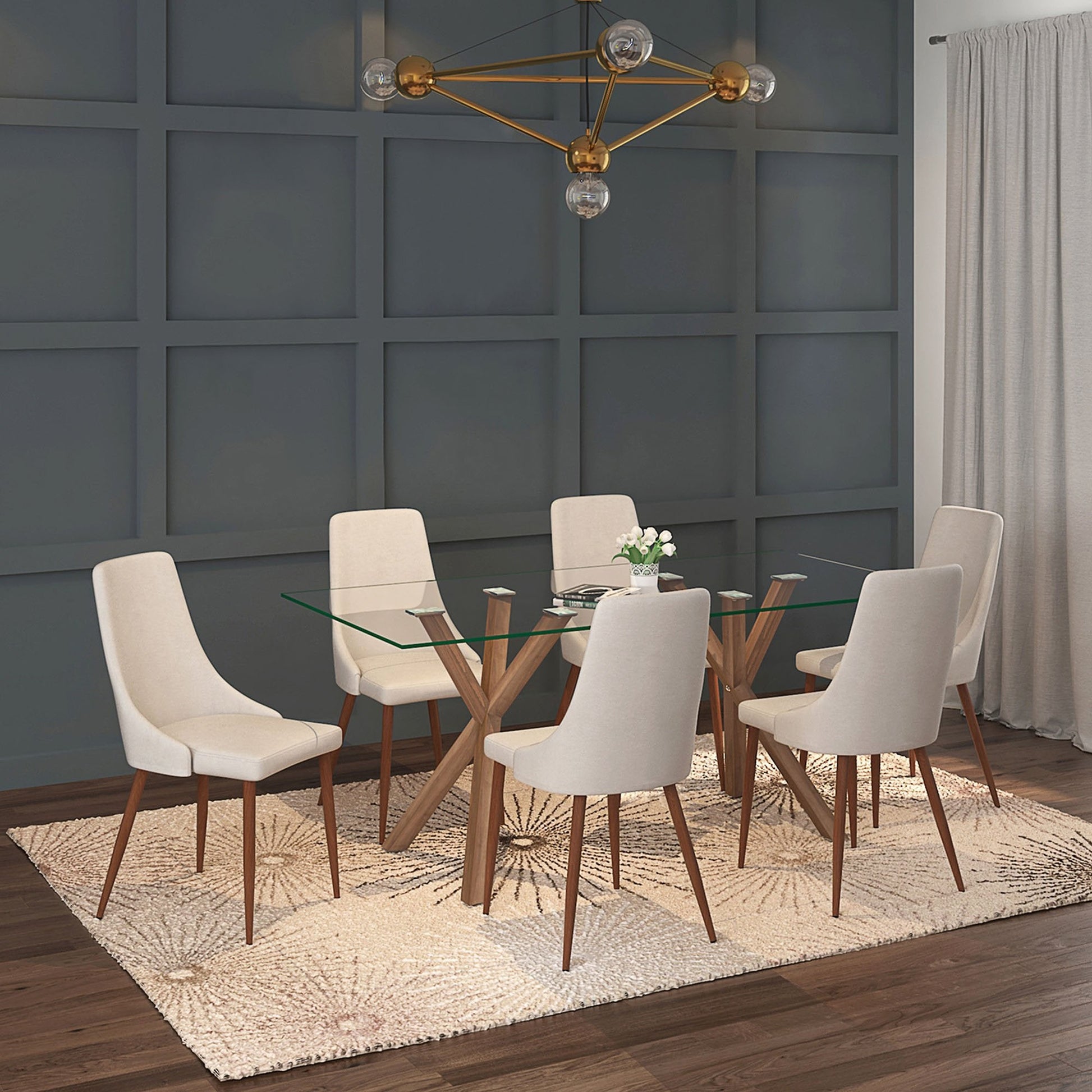 Rectangular Glass Dining Table Stark Walnut - Your Bar Stools Canada