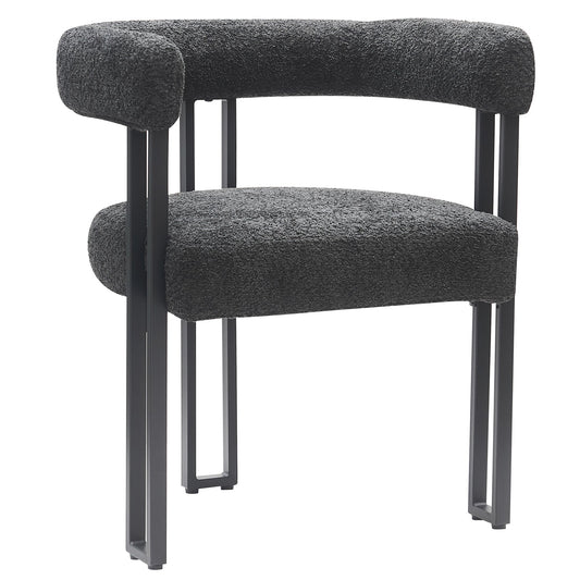 Round Back Dining Chairs | Set of 2 | Scarlet Black Boucle - Your Bar Stools Canada