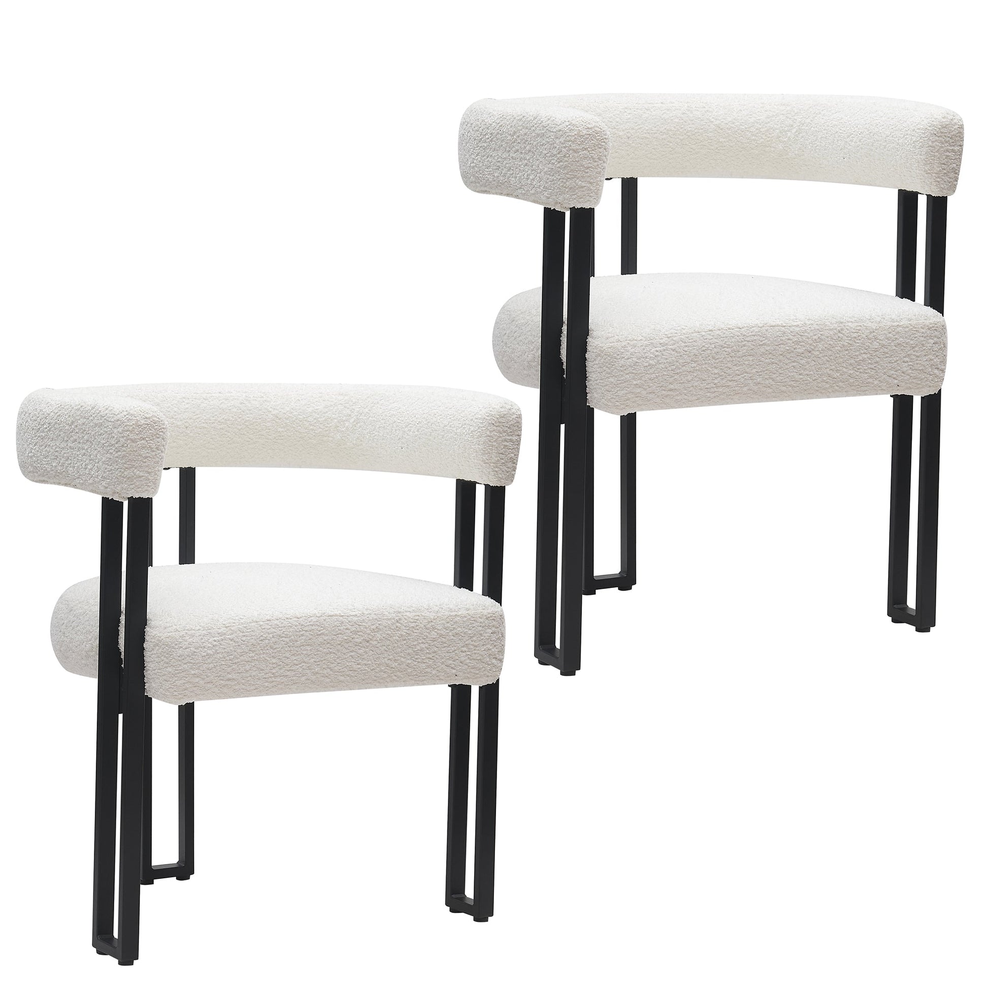 Round Back Dining Chairs | Set of 2 | Scarlet White Boucle - Your Bar Stools Canada