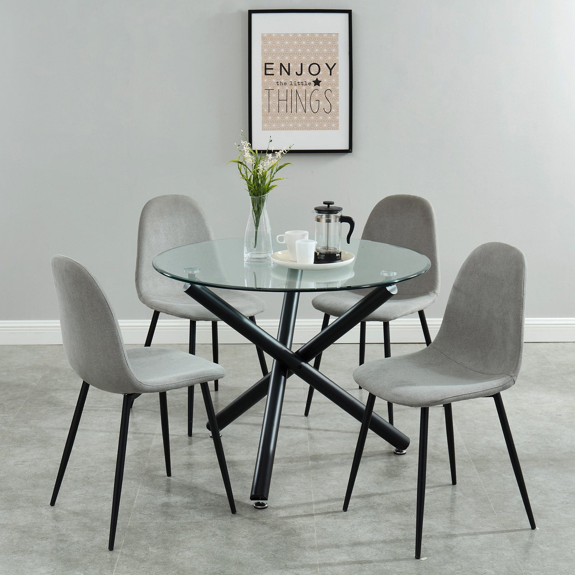 Round Glass Dining Table Rocca Black - Your Bar Stools Canada