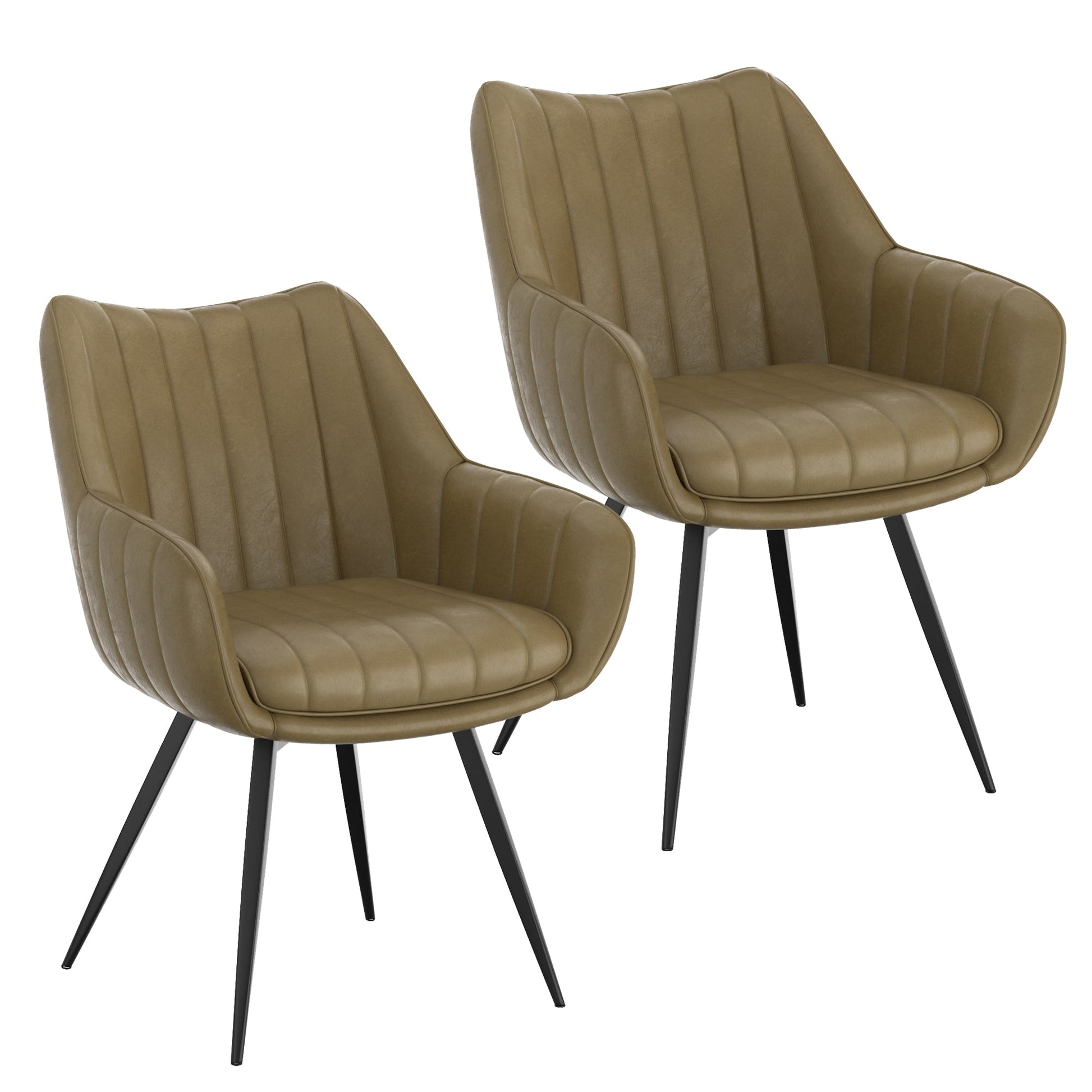 Swivel Dining Chairs | Set of 2 | Talon Green Leather - Your Bar Stools Canada