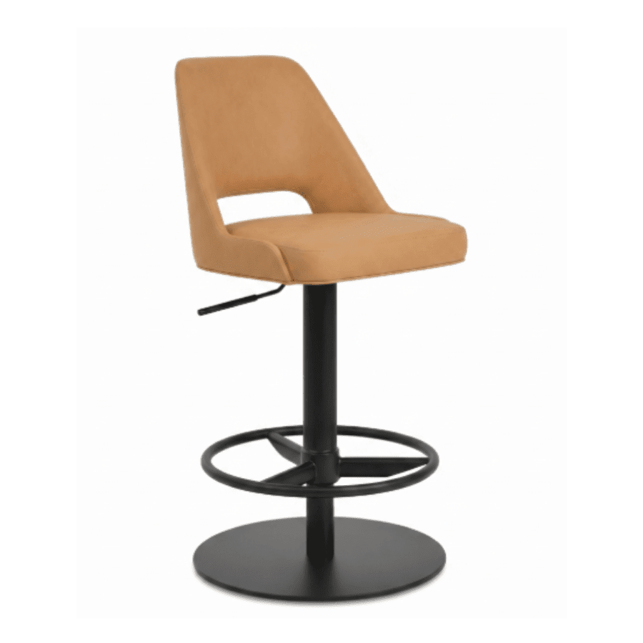 Tan Faux Leather Adjustable Swivel Bar Stool Marash - Your Bar Stools Canada