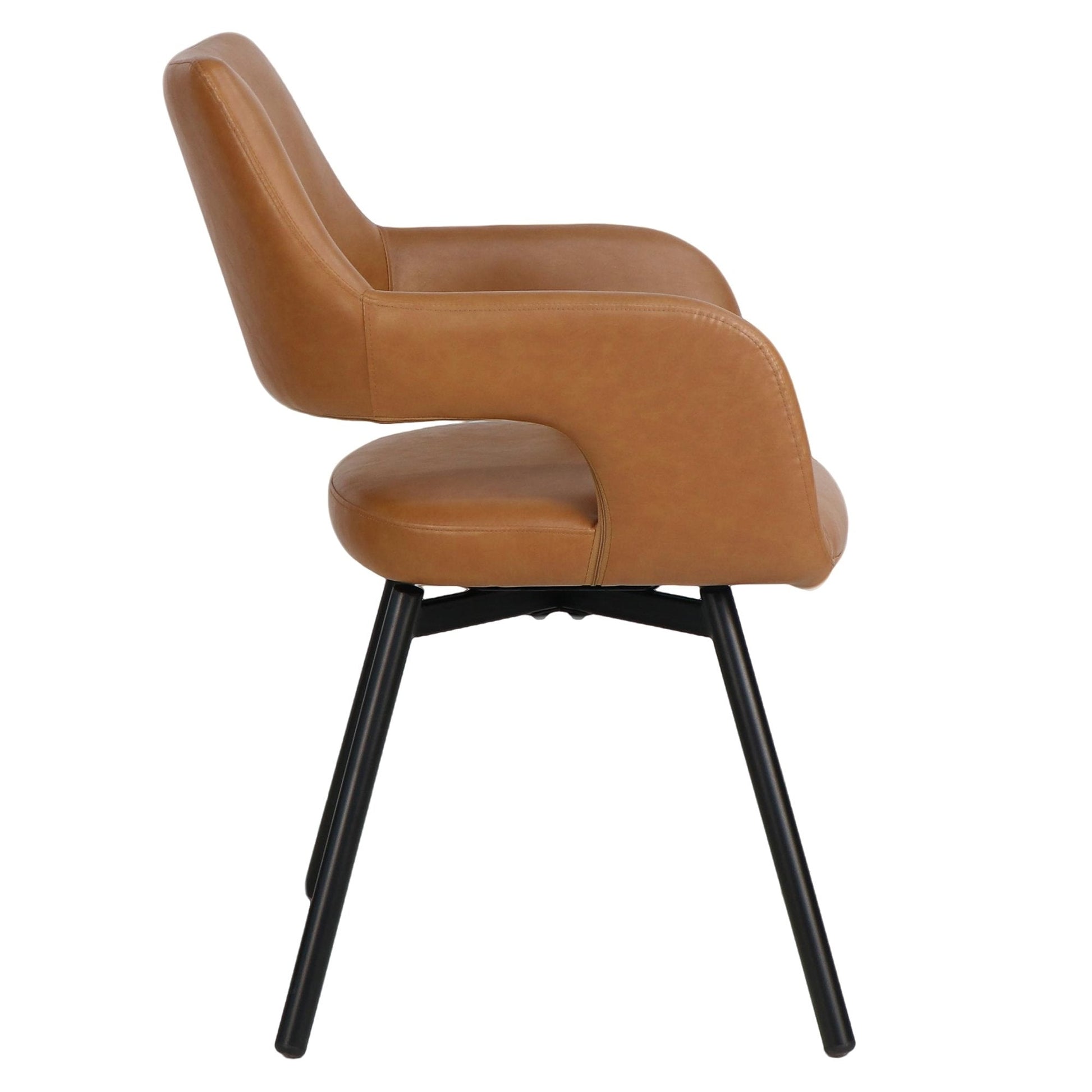 Tan Swivel Dining Chairs Set of 2 – Ryder Faux Leather Accent Chairs - Your Bar Stools Canada
