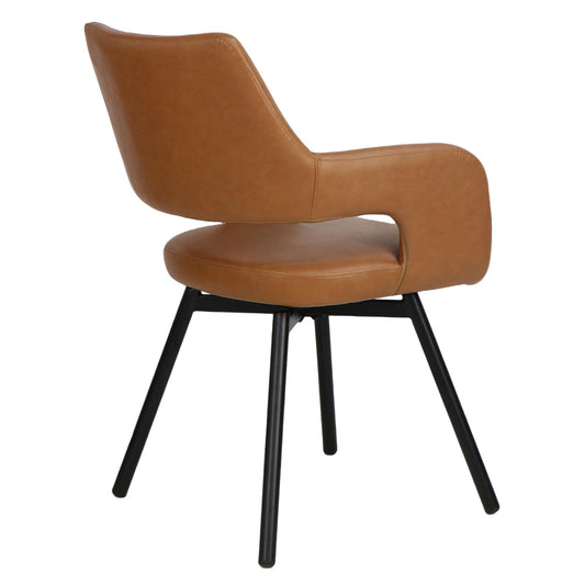Tan Swivel Dining Chairs Set of 2 – Ryder Faux Leather Accent Chairs - Your Bar Stools Canada