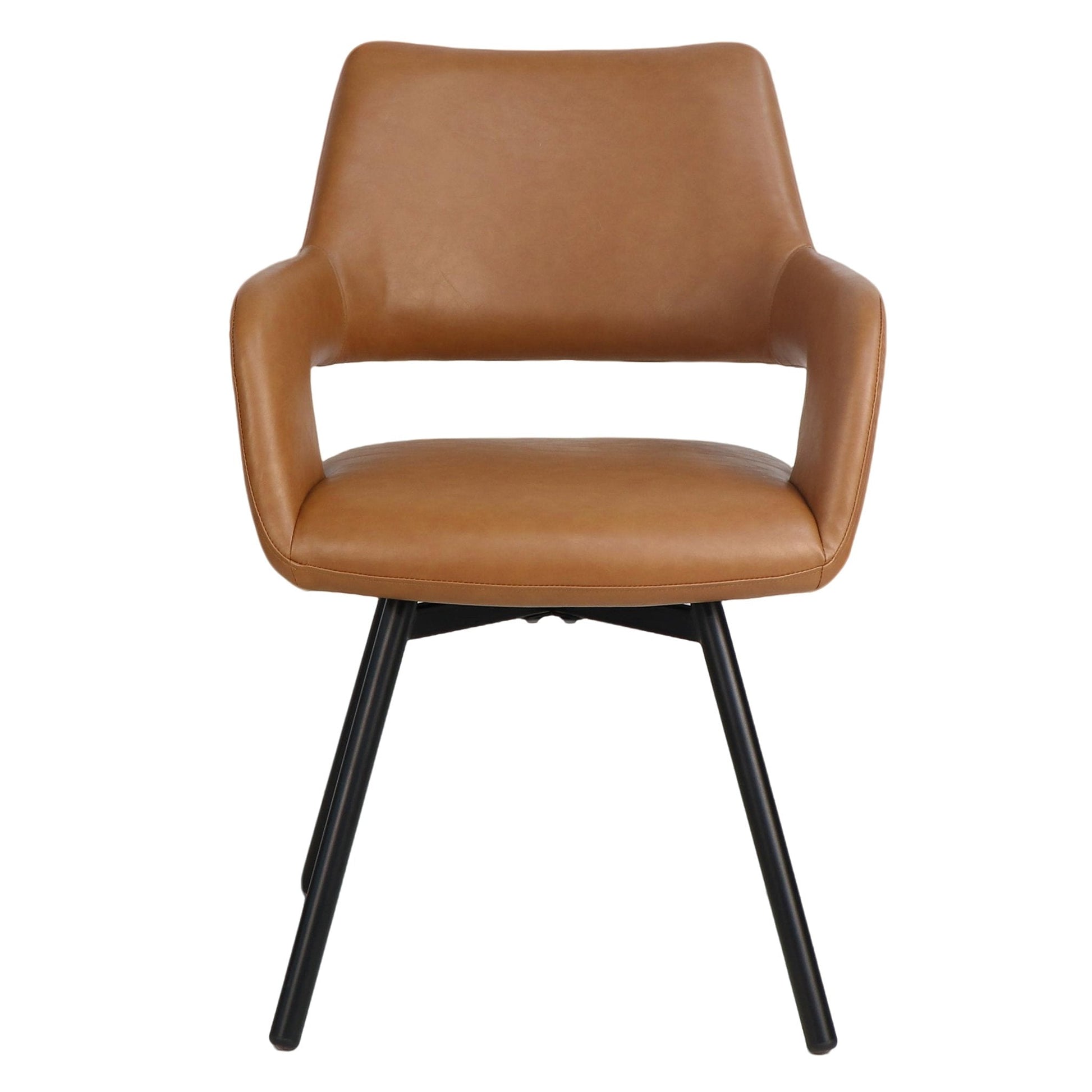 Tan Swivel Dining Chairs Set of 2 – Ryder Faux Leather Accent Chairs - Your Bar Stools Canada