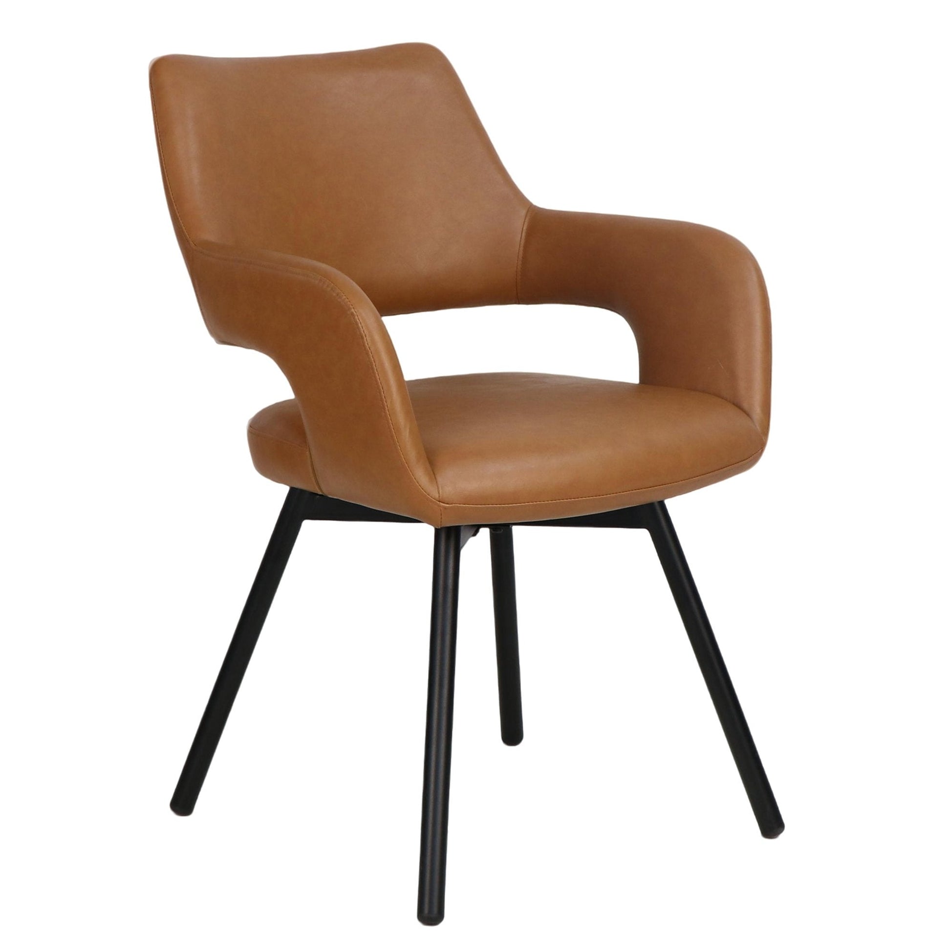Tan Swivel Dining Chairs Set of 2 – Ryder Faux Leather Accent Chairs - Your Bar Stools Canada