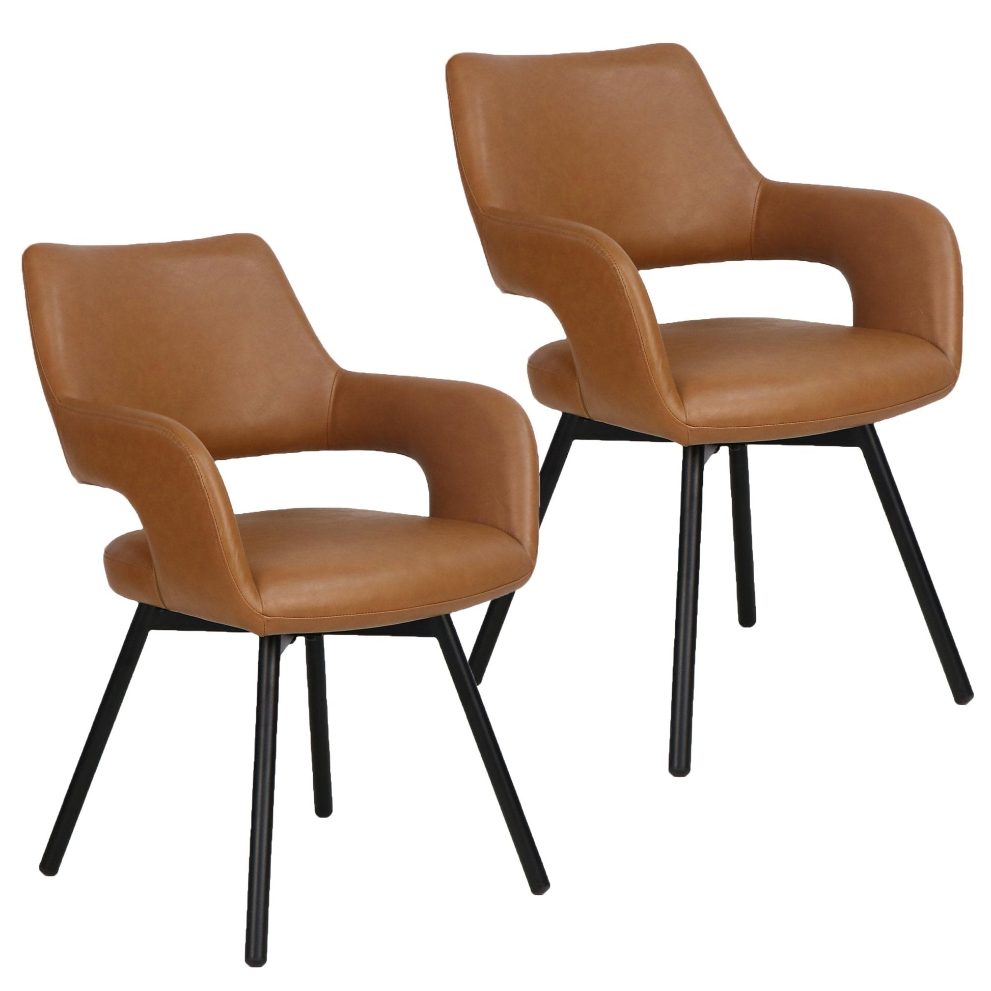 Tan Swivel Dining Chairs Set of 2 – Ryder Faux Leather Accent Chairs - Your Bar Stools Canada