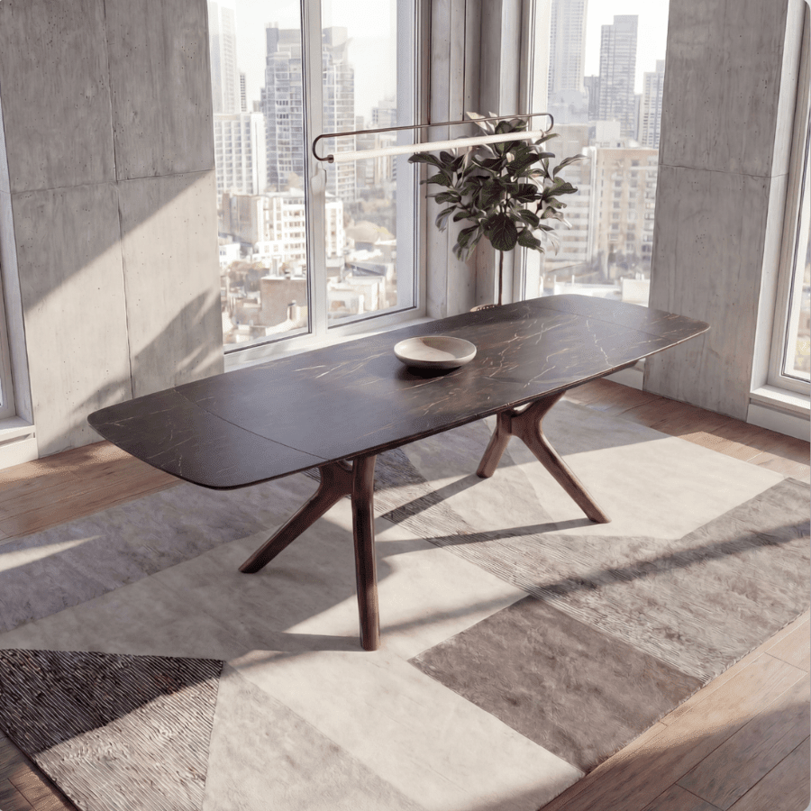 Tarsos Extendable Ceramic Dining Set - Italian Black - Your Bar Stools Canada