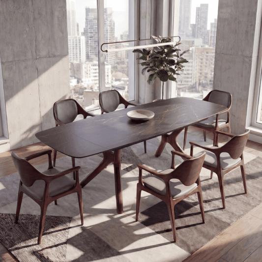 Tarsos Extendable Ceramic Dining Set - Italian Black - Your Bar Stools Canada