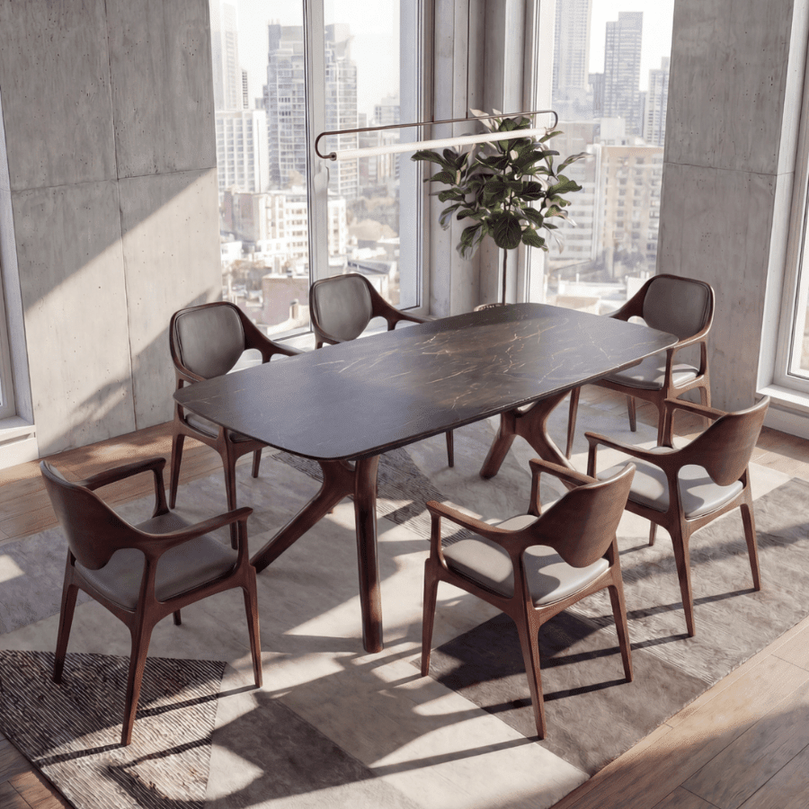 Tarsos Extendable Ceramic Dining Set - Italian Black - Your Bar Stools Canada