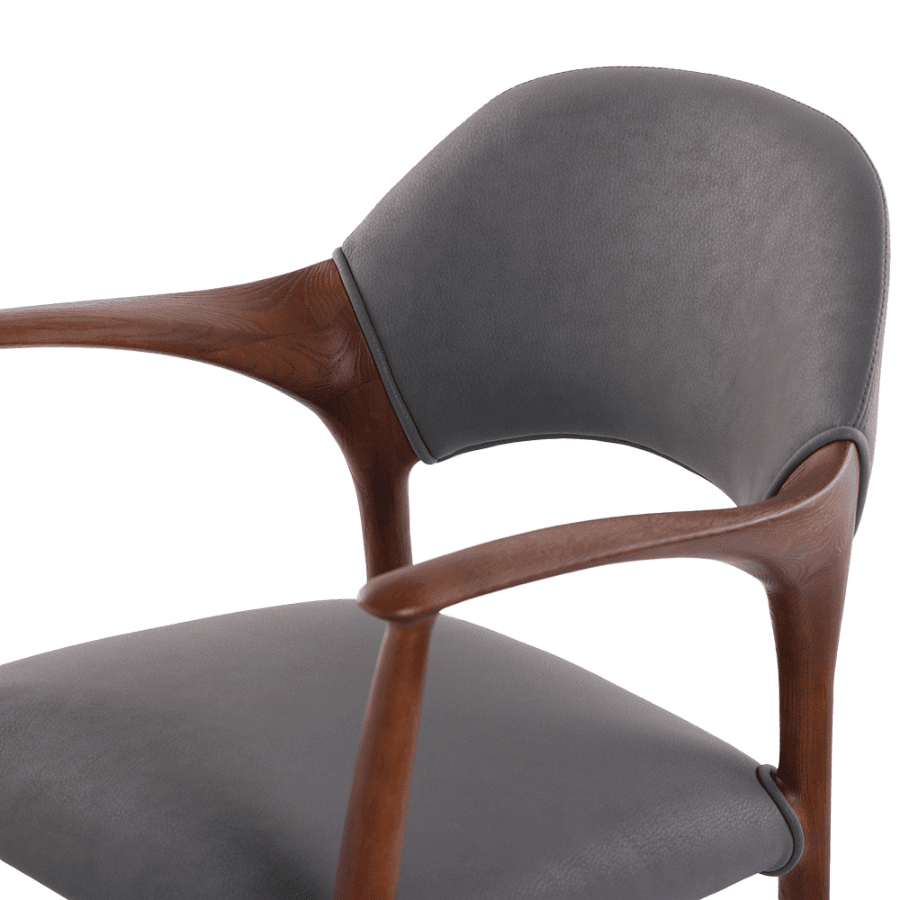 Walnut Mid-Century Modern Armchair Almeria Grey - Your Bar Stools Canada