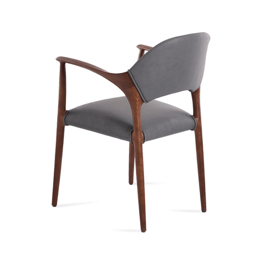 Walnut Mid-Century Modern Armchair Almeria Grey - Your Bar Stools Canada