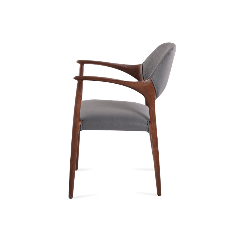 Walnut Mid-Century Modern Armchair Almeria Grey - Your Bar Stools Canada
