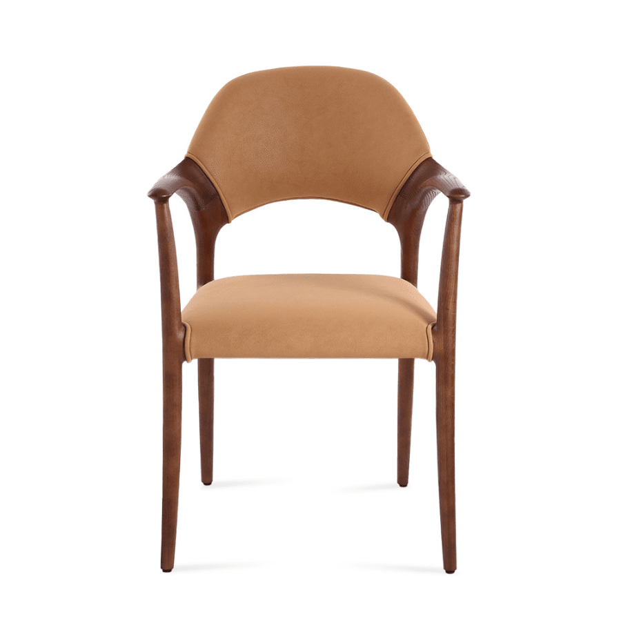 Walnut Mid-Century Modern Armchair Almeria Tan - Your Bar Stools Canada