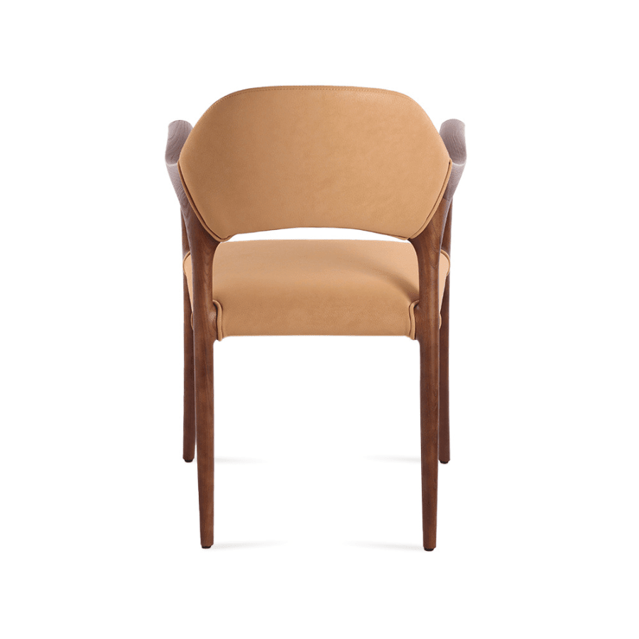 Walnut Mid-Century Modern Armchair Almeria Tan - Your Bar Stools Canada
