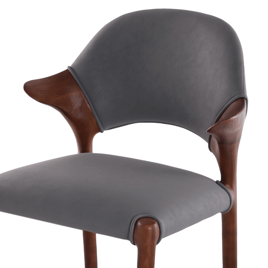 Walnut Mid-Century Modern Bar Stool Almeria Grey - Your Bar Stools Canada