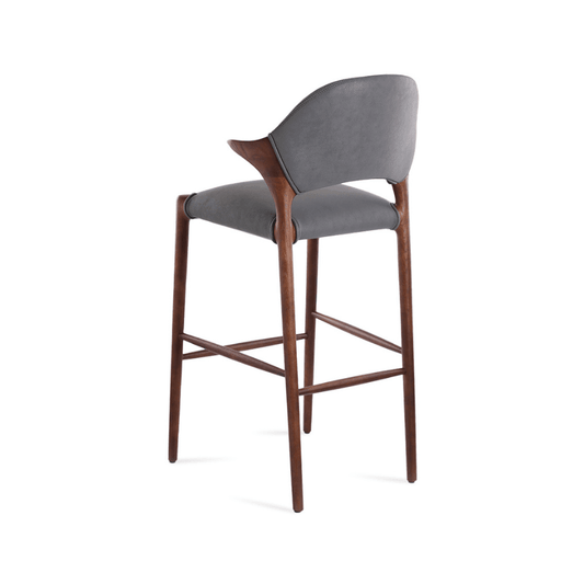 Walnut Mid-Century Modern Bar Stool Almeria Grey - Your Bar Stools Canada