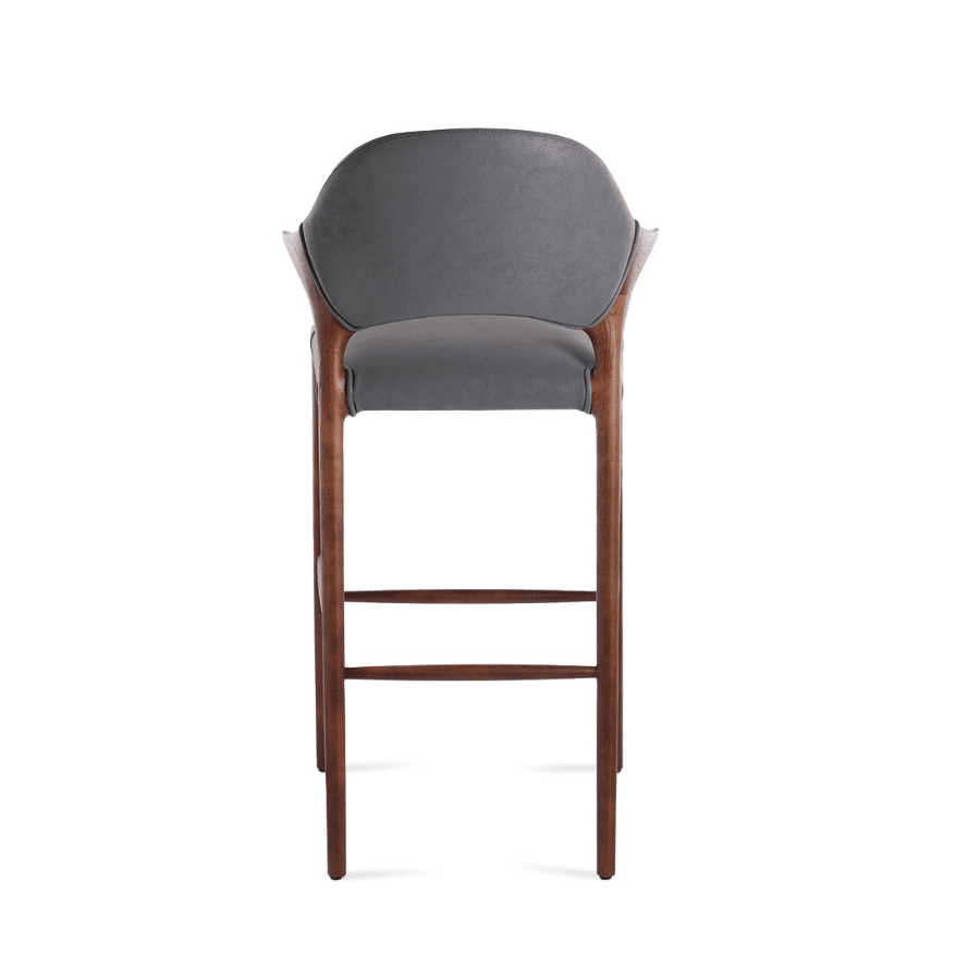 Walnut Mid-Century Modern Bar Stool Almeria Grey - Your Bar Stools Canada