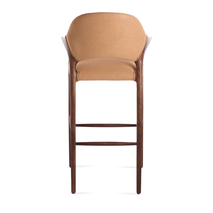 Walnut Mid-Century Modern Bar Stool Almeria Tan - Your Bar Stools Canada