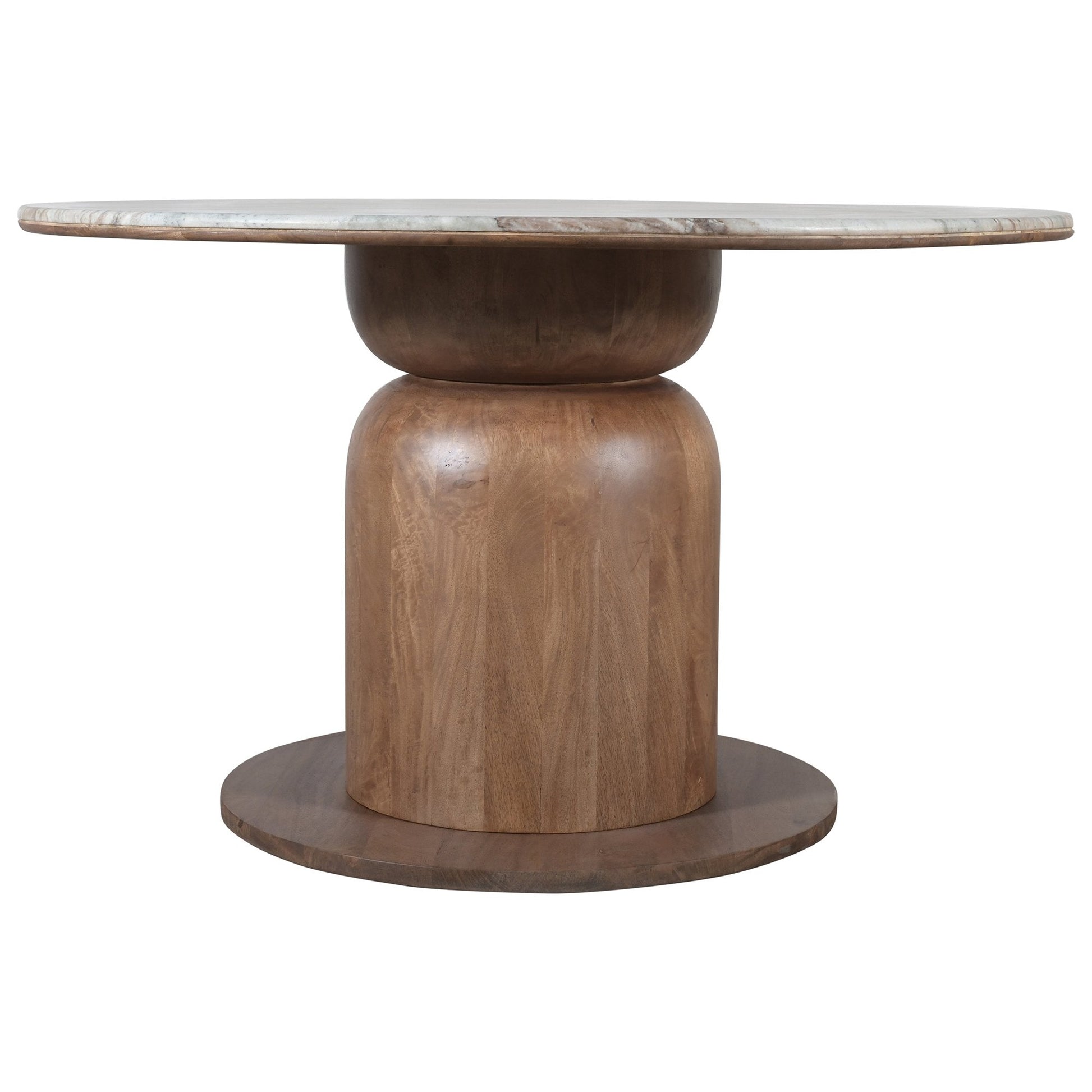 Walnut Round Dining Table 50 Inch | Martina Marble Top Pedestal Table - Your Bar Stools Canada