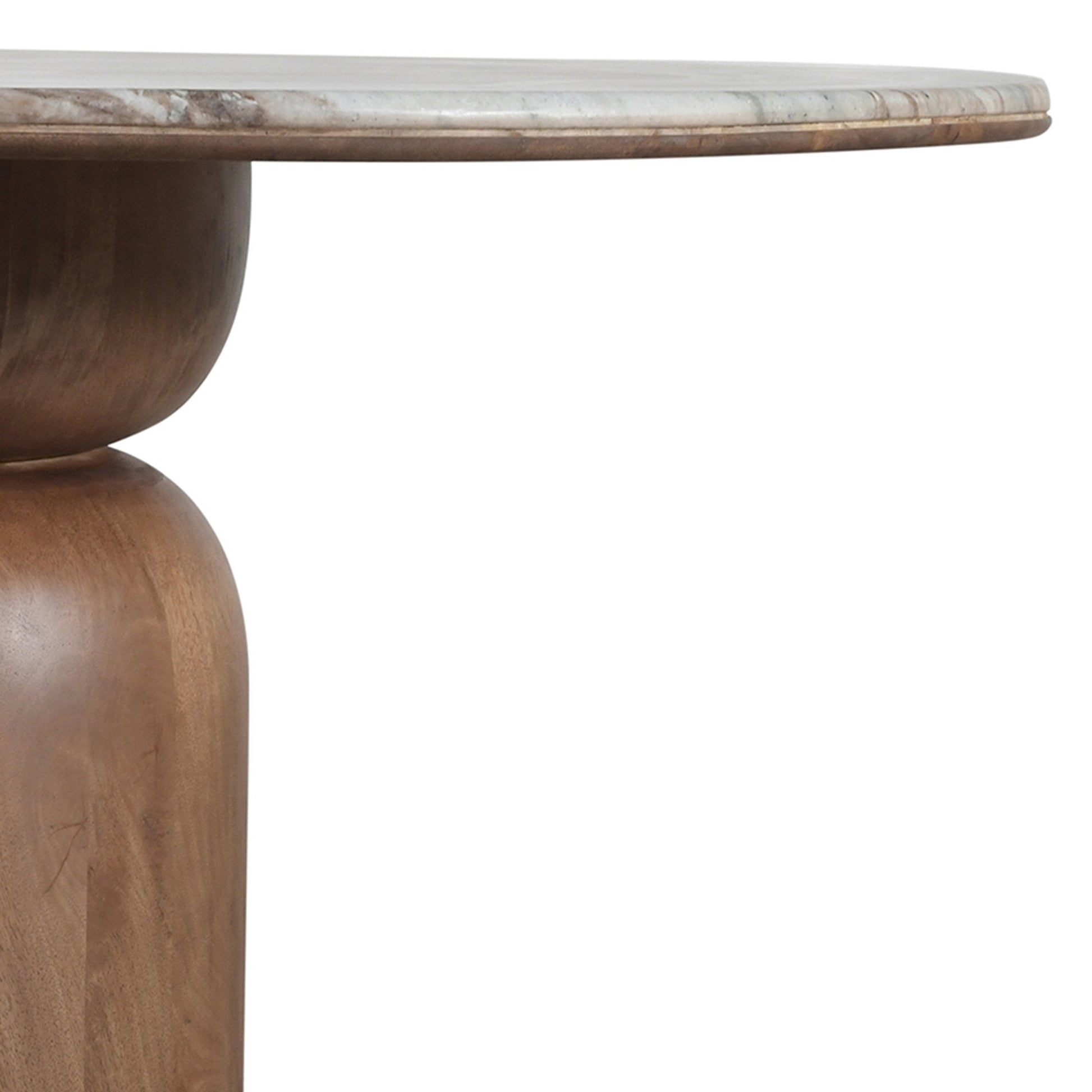 Walnut Round Dining Table 50 Inch | Martina Marble Top Pedestal Table - Your Bar Stools Canada