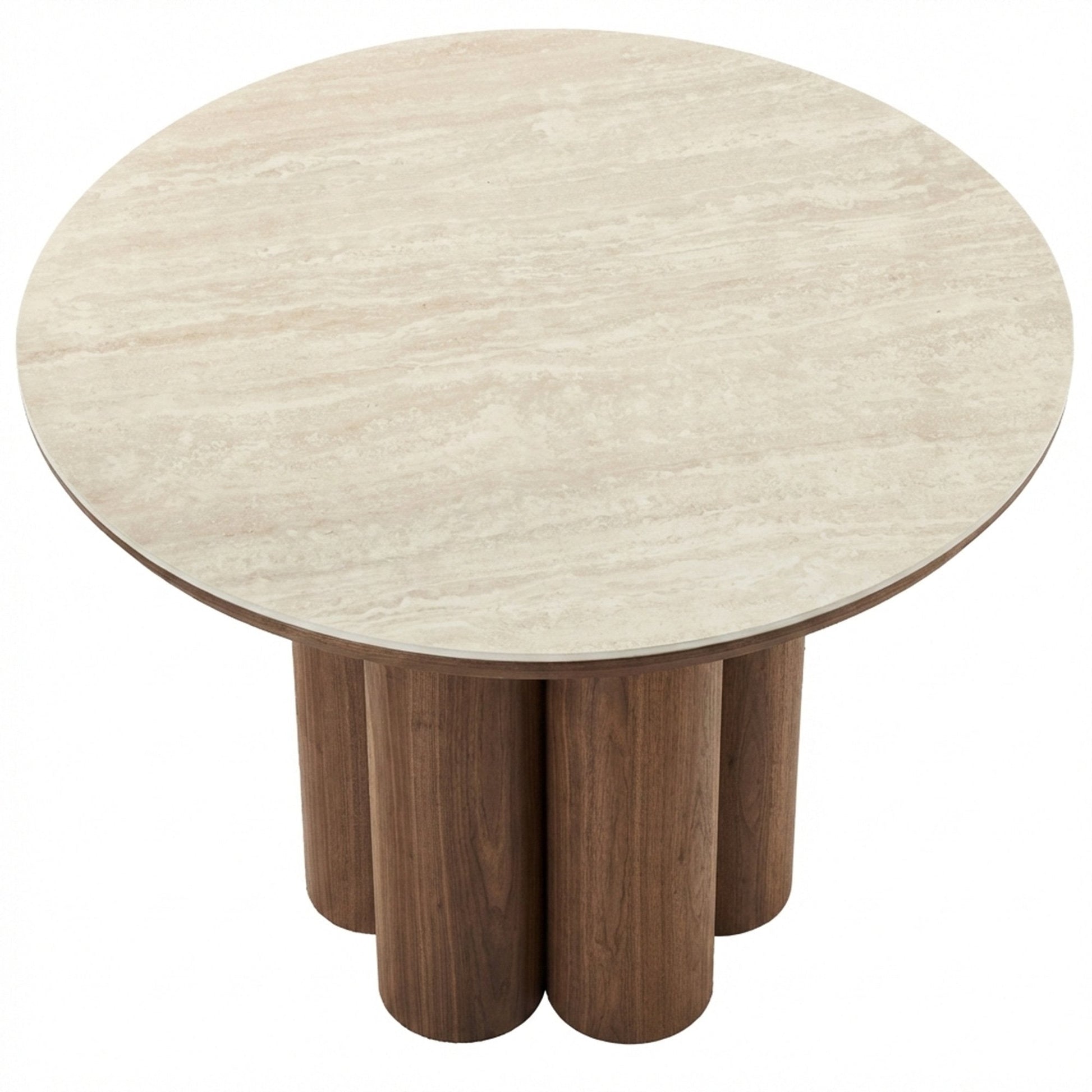 Walnut Stone Top Round Dining Table 47 Inch | Seaton Pedestal Table - Your Bar Stools Canada