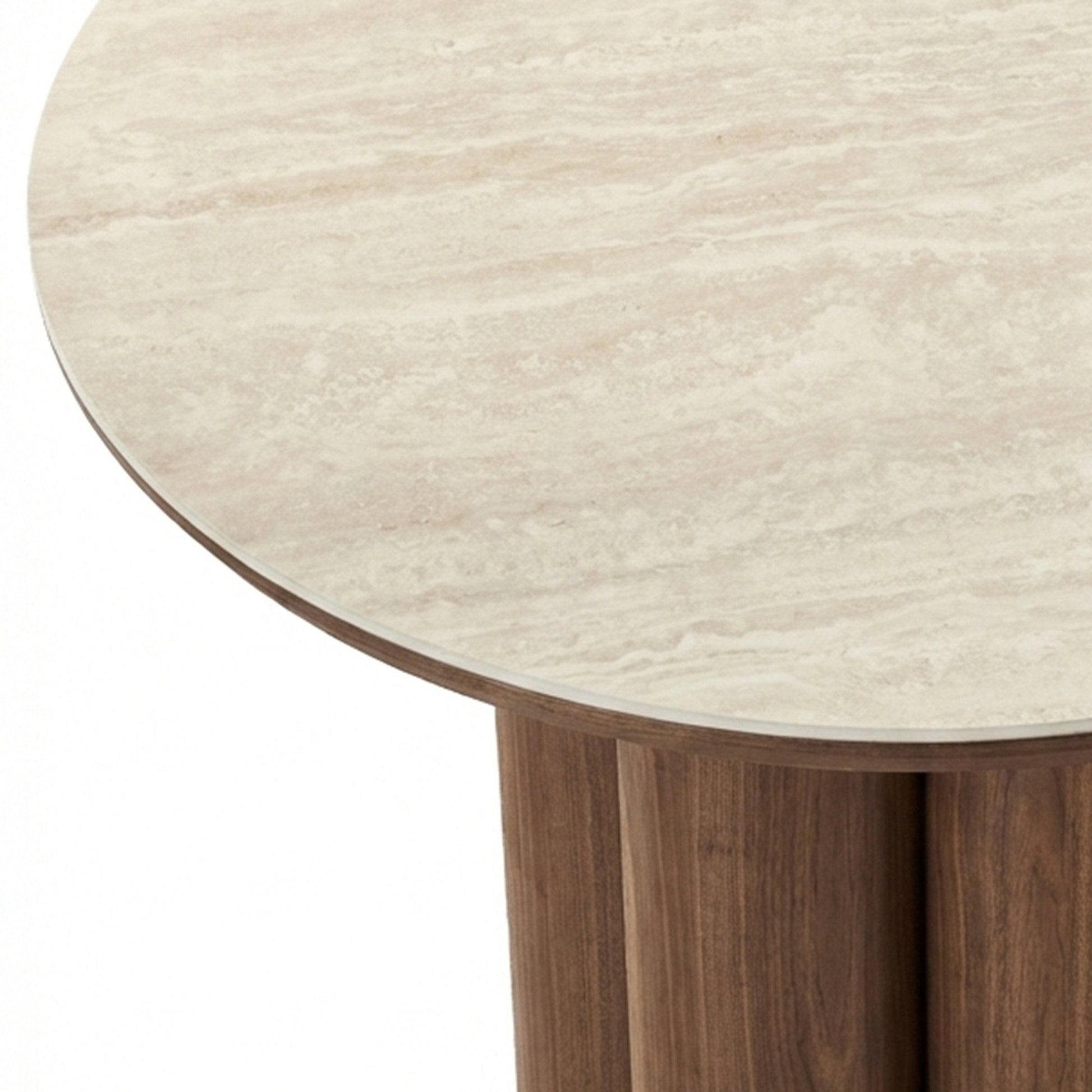Walnut Stone Top Round Dining Table 47 Inch | Seaton Pedestal Table - Your Bar Stools Canada
