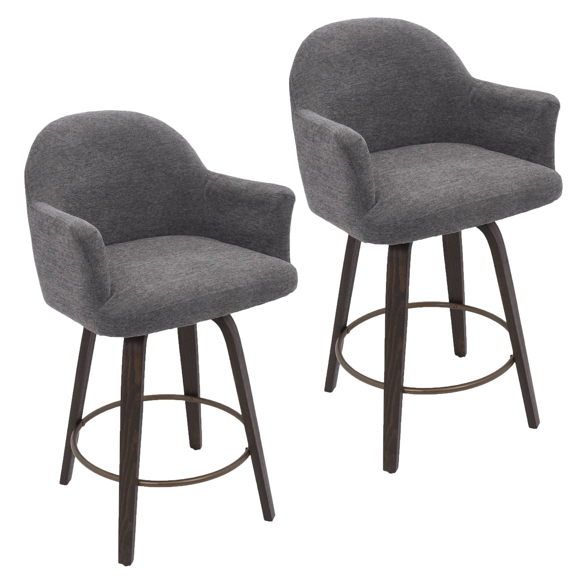 Warm Charcoal Upholstery Swivel Counter Stool Torra | Set of 2 - Your Bar Stools Canada