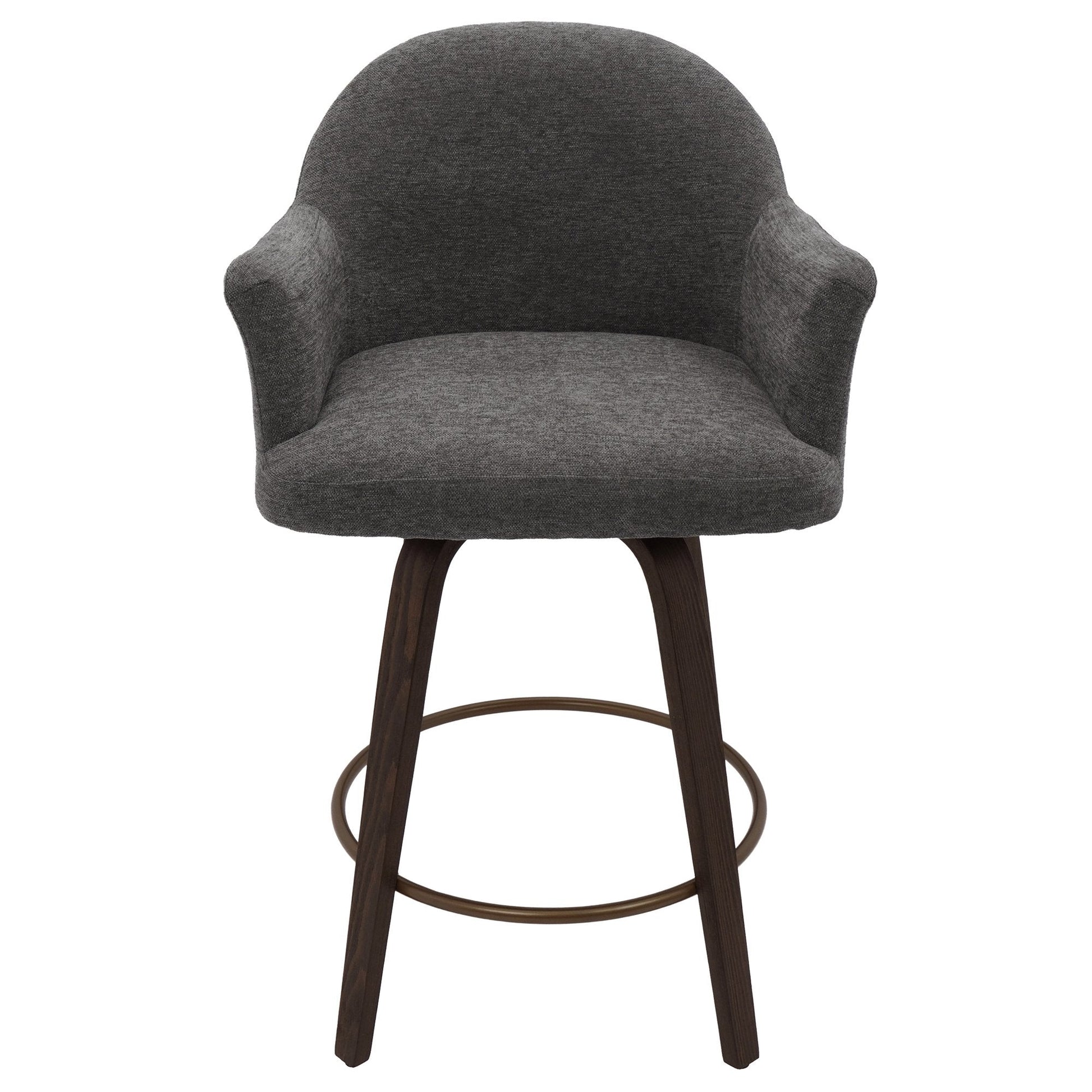 Warm Charcoal Upholstery Swivel Counter Stool Torra | Set of 2 - Your Bar Stools Canada
