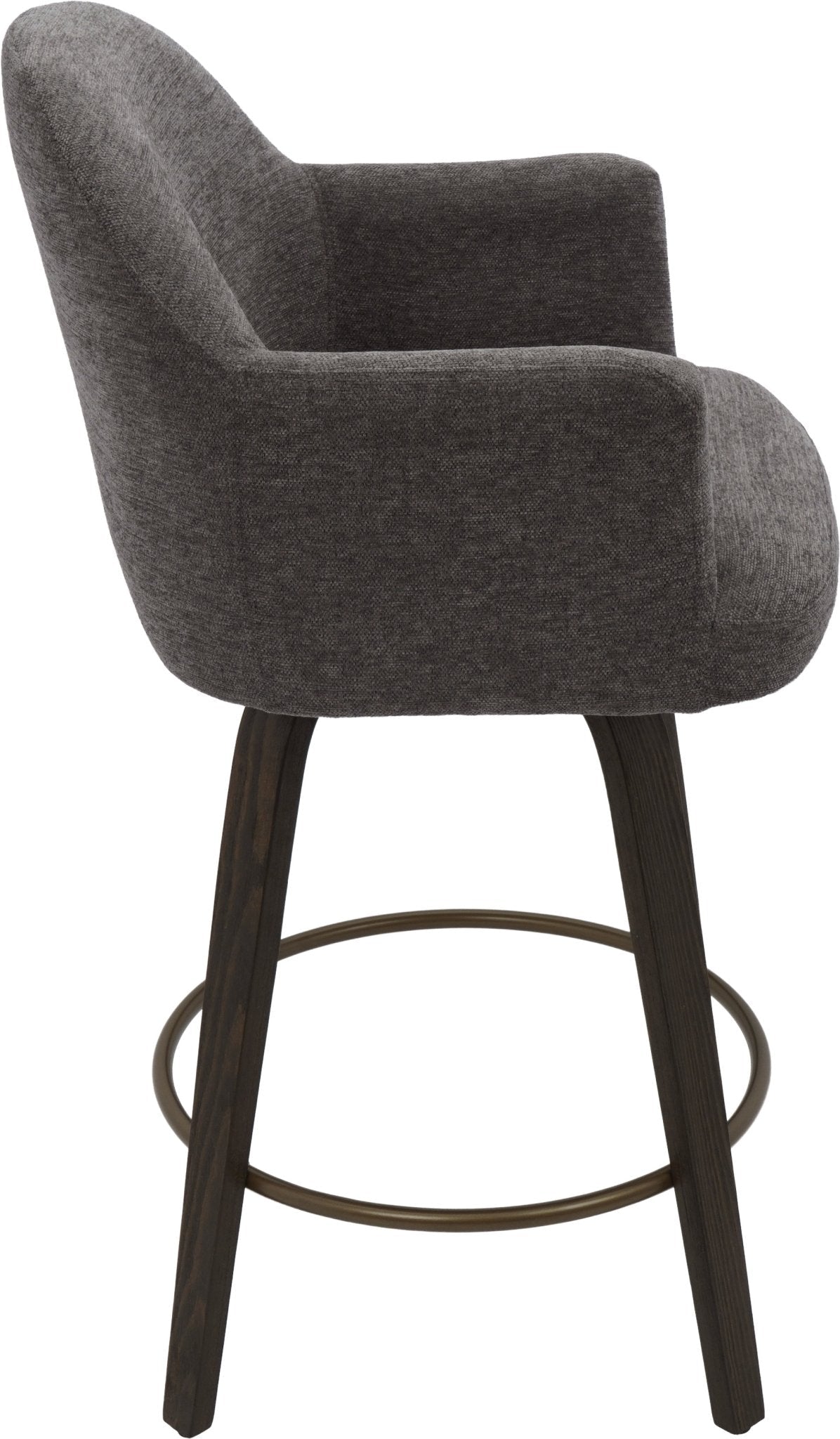 Warm Charcoal Upholstery Swivel Counter Stool Torra | Set of 2 - Your Bar Stools Canada