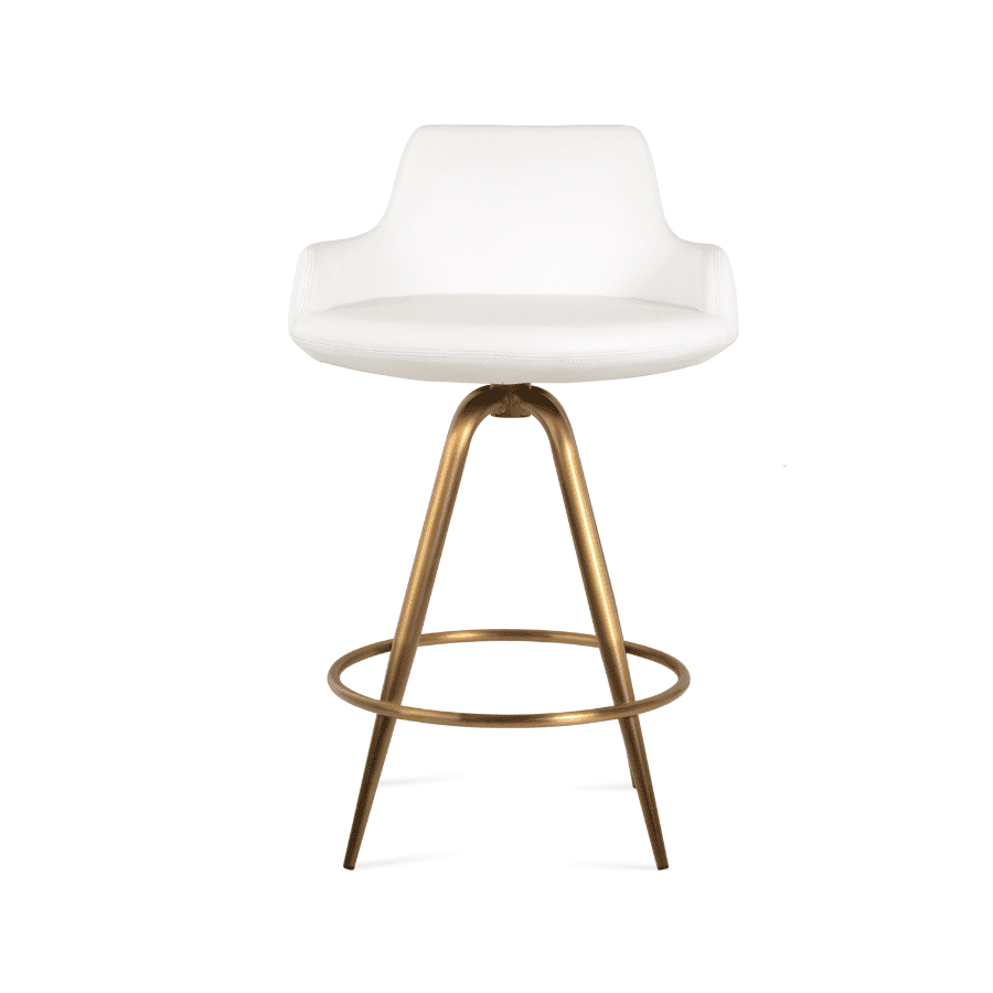 White and Gold Bar Stools Dervish Swivel - Your Bar Stools Canada
