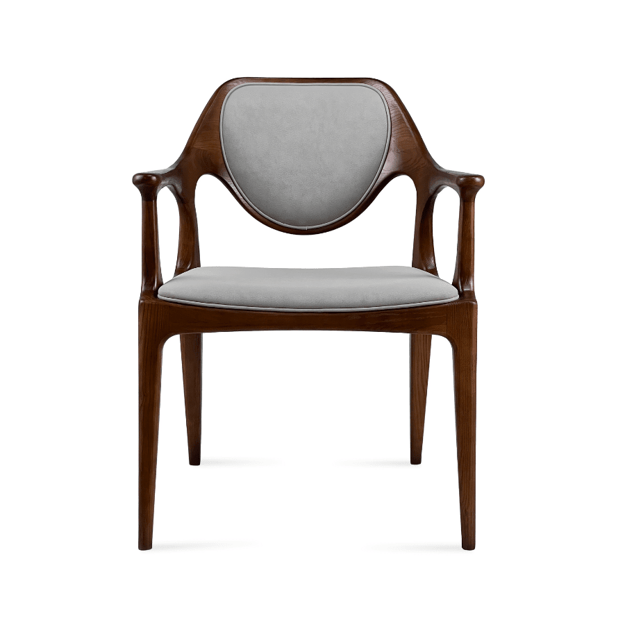 Wood Arm Chair | Wilshire Grey on Walnut - Your Bar Stools Canada