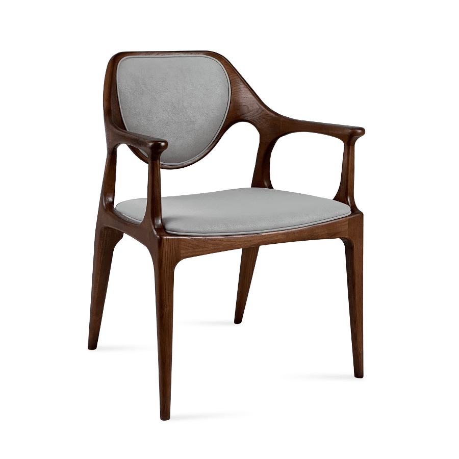 Wood Arm Chair | Wilshire Grey on Walnut - Your Bar Stools Canada