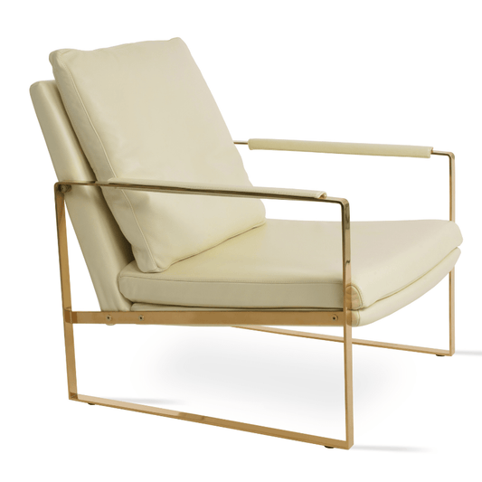 Zara Cream Leather Lounge Chair - Your Bar Stools Canada