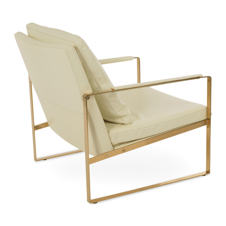 Zara Cream Leather Lounge Chair - Your Bar Stools Canada