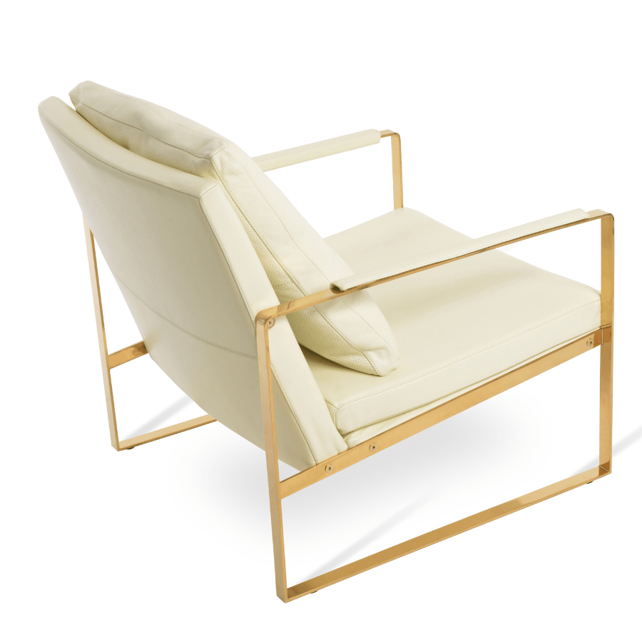 Zara Cream Leather Lounge Chair - Your Bar Stools Canada