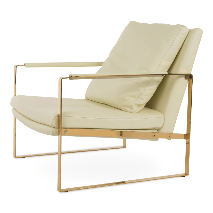 Zara Cream Leather Lounge Chair - Your Bar Stools Canada