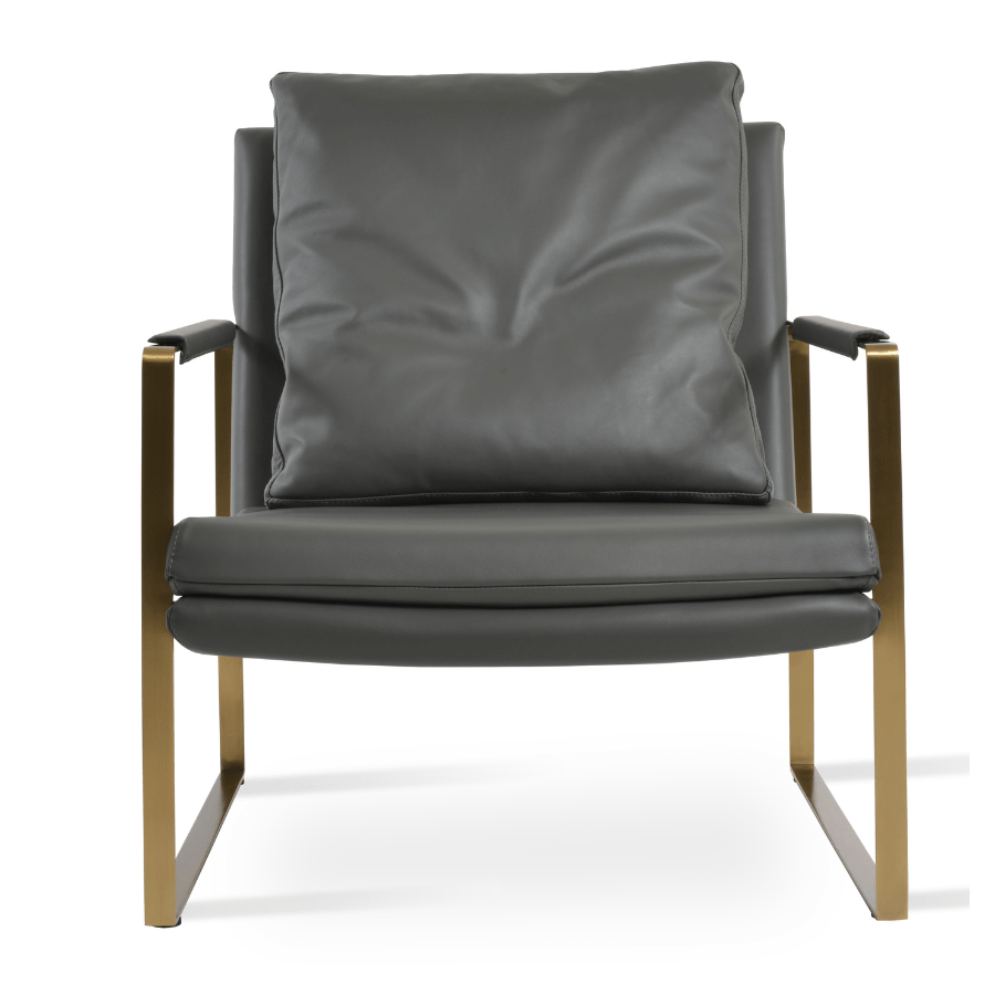 Zara Grey Leather Lounge Chair - Your Bar Stools Canada