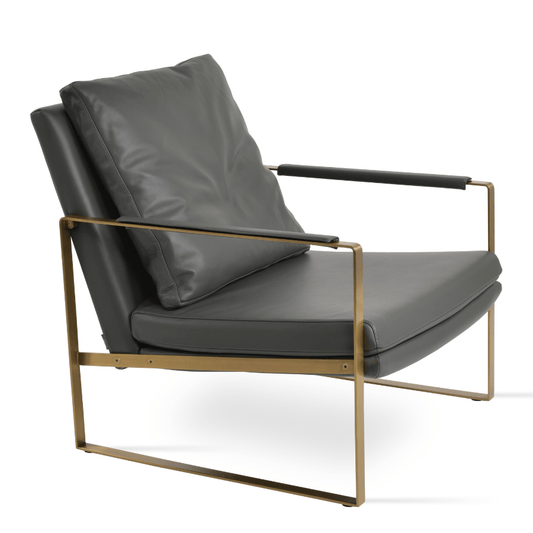 Zara Grey Leather Lounge Chair - Your Bar Stools Canada