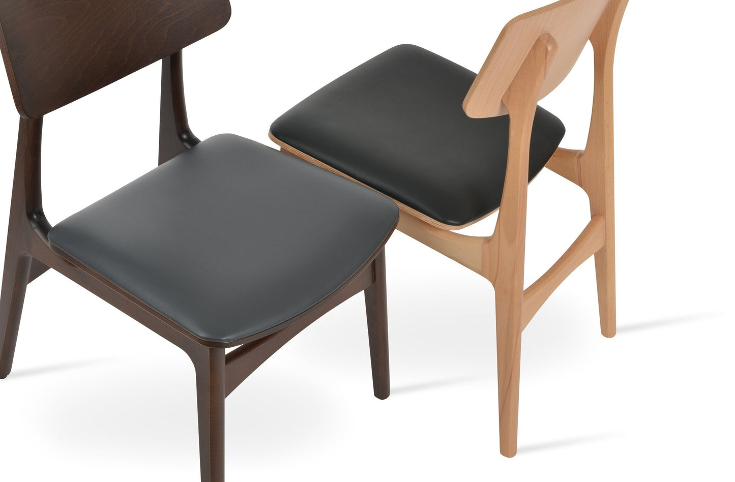 Black Leather and Wood Dining Chairs Bacco - Your Bar Stools Canada