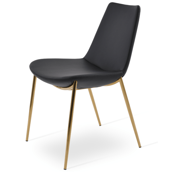 Black Leather Chair with Gold Legs Eiffel - Your Bar Stools Canada