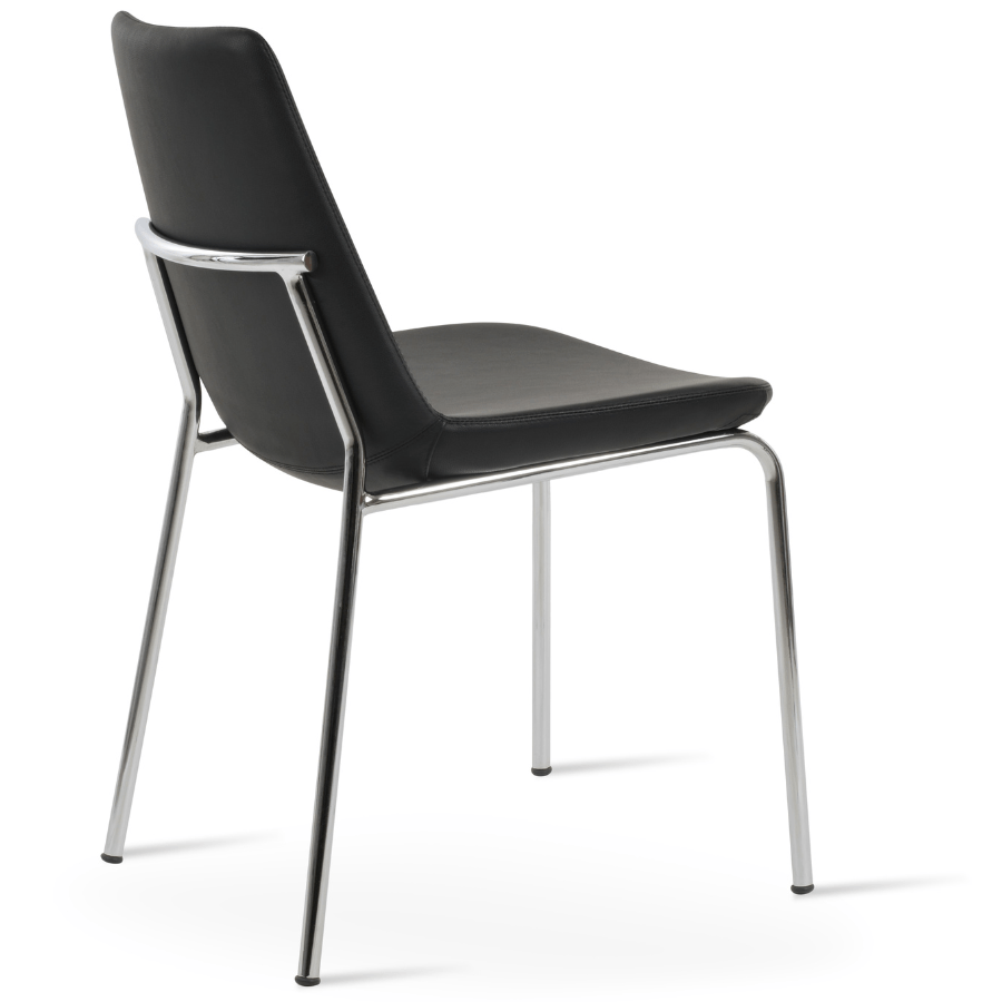Black Leather Chrome Dining Chairs Eiffel - Your Bar Stools Canada
