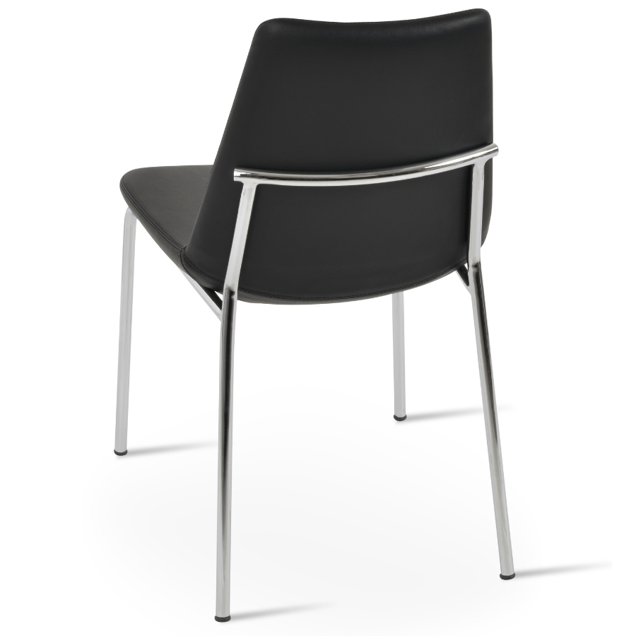 Black Leather Chrome Dining Chairs Eiffel - Your Bar Stools Canada
