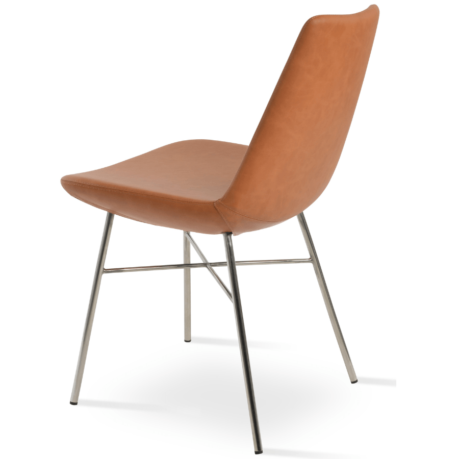 Chaise cuir marron structure métal Eiffel - Vos tabourets de bar Canada