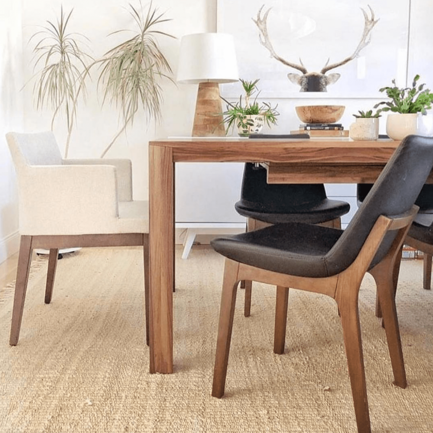 Eiffel Wood Leather Dining Chairs Black - Your Bar Stools Canada