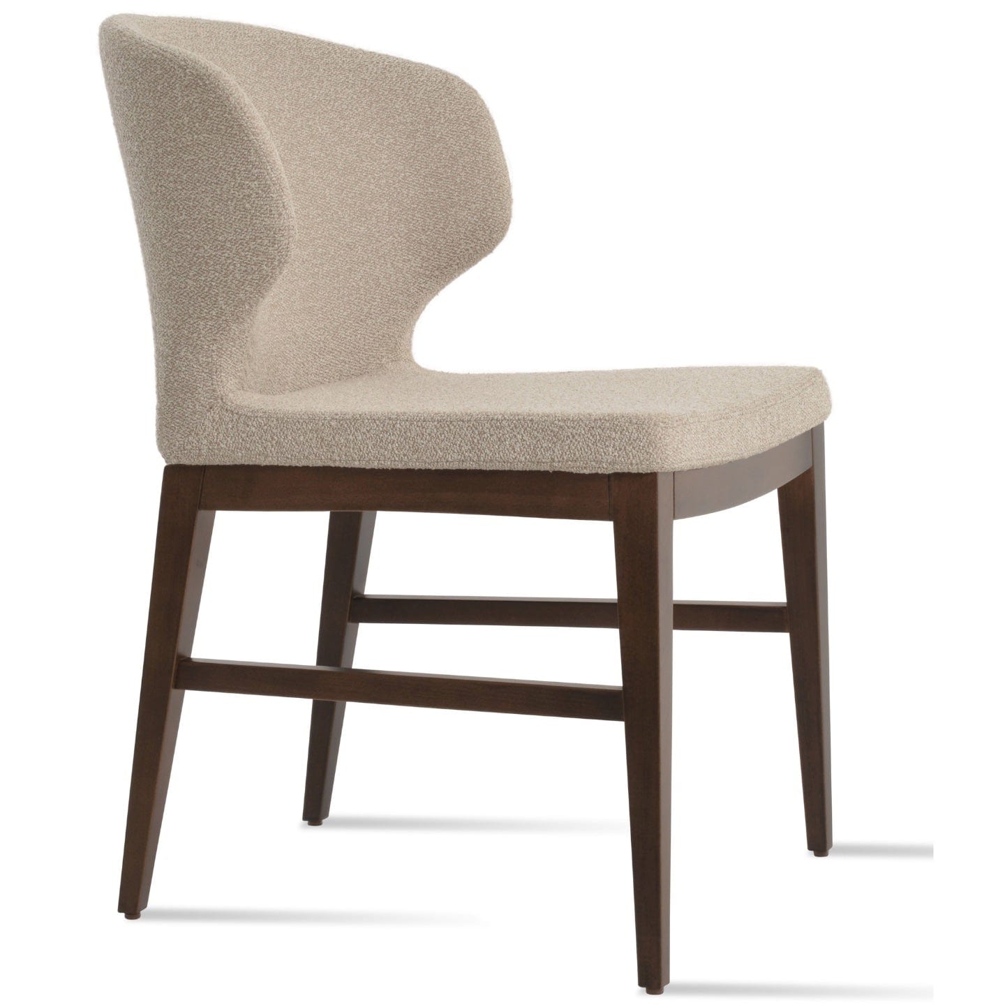 sohoConcept Kitchen & Dining Room Chairs Amed PLUS Stretcher Wood Chairs | Boucle Upholstered Commercial Dining Chairs