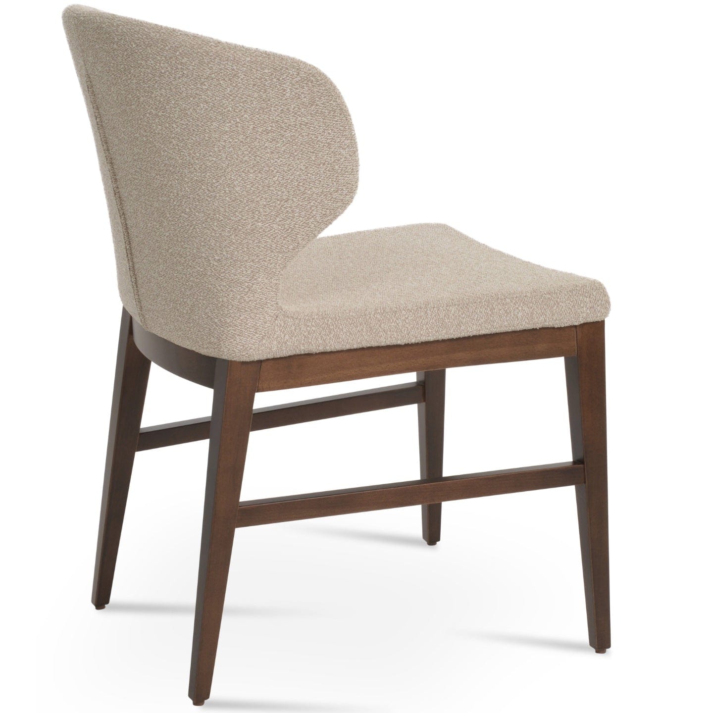 sohoConcept Kitchen & Dining Room Chairs Amed PLUS Stretcher Wood Chairs | Boucle Upholstered Commercial Dining Chairs
