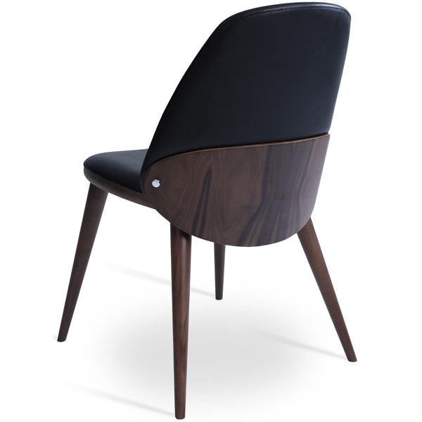 sohoConcept Kitchen & Dining Room Chairs Aston Wood Dining Chair | Black Leather Upholstered Chair