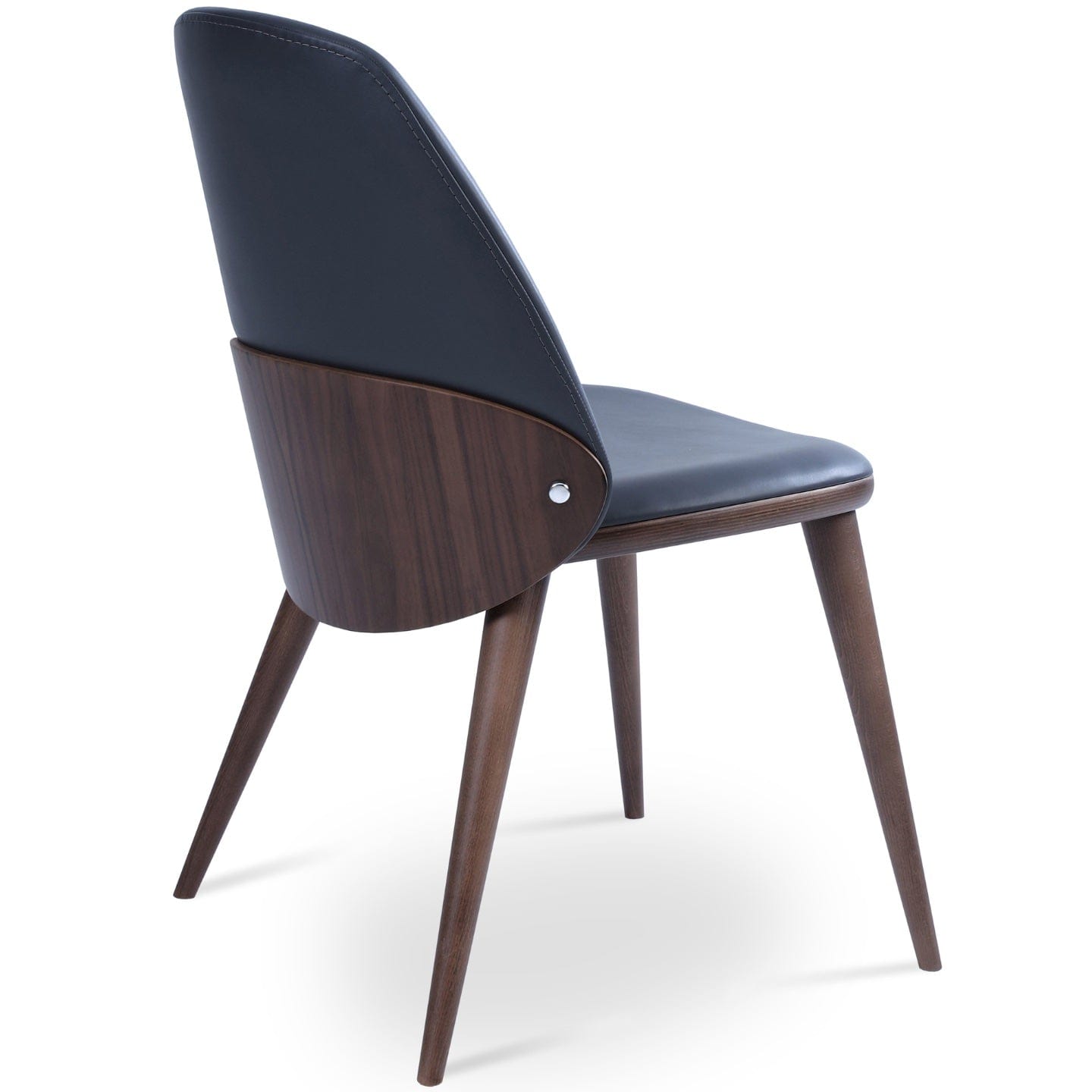 sohoConcept Kitchen & Dining Room Chairs Aston Wood Dining Chair | Black Leather Upholstered Chair