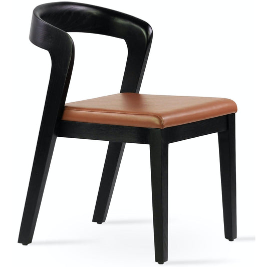 Soho Concept barclay-chair-walnut-wood-base-faux-leather-seat-dining-chair-in-caramel
